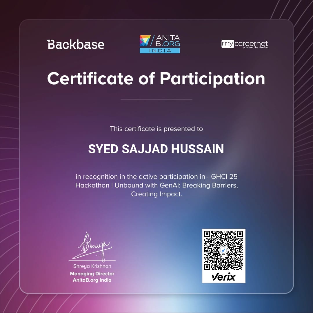 Unbound with GenAI: Breaking Barriers, Creating Impact certificate preview